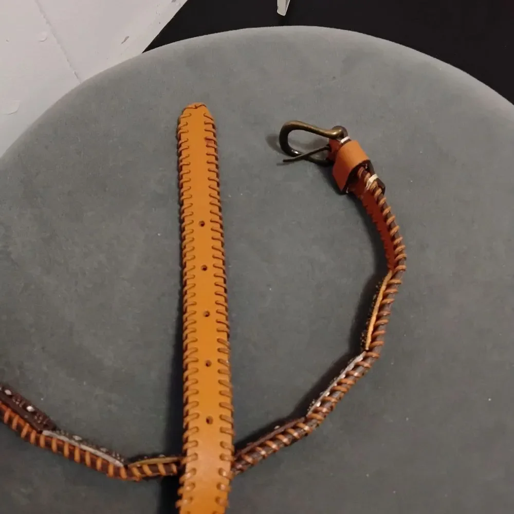 Brown Leather Studded  Men's Belt Size 40